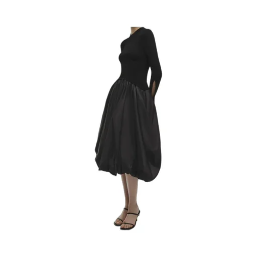 Kenlie Stand-Up Collar Midi Dress