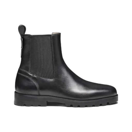 Elastic-Panel Leather Boots