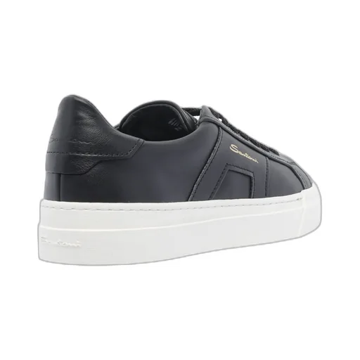 Double Buckle Leather Sneakers