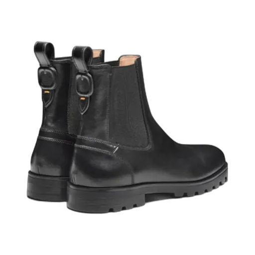 Elastic-Panel Leather Boots
