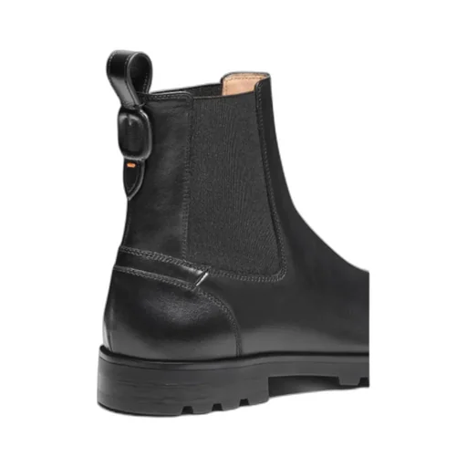 Elastic-Panel Leather Boots