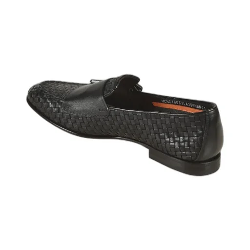 Woven Leather Double-Buckle Loafers