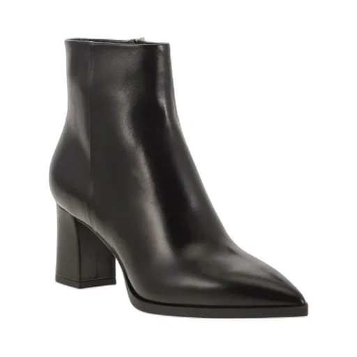 Medium Heel Leather Ankle Boots