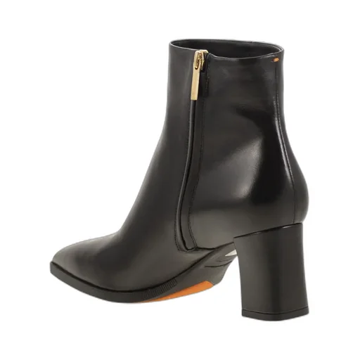 Medium Heel Leather Ankle Boots