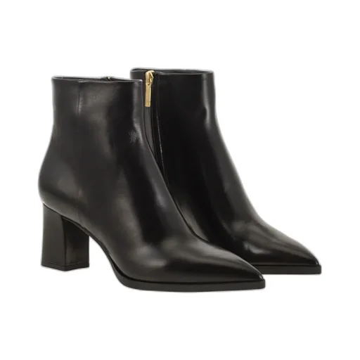 Medium Heel Leather Ankle Boots