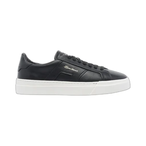 Double Buckle Leather Sneakers