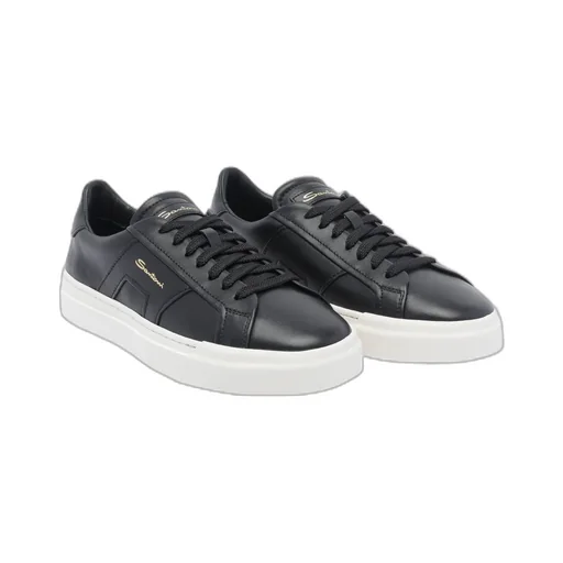 Double Buckle Leather Sneakers