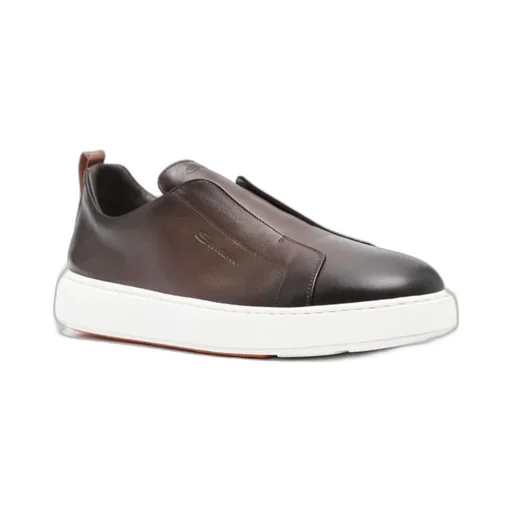 Logo Embossed Round Toe Sneakers