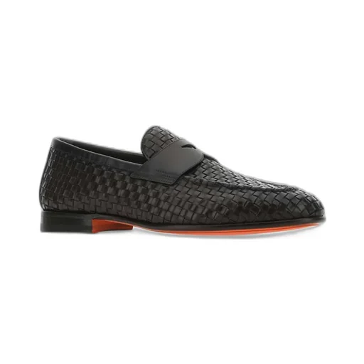 Almond Toe Woven Penny Loafers