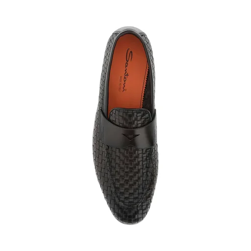 Almond Toe Woven Penny Loafers