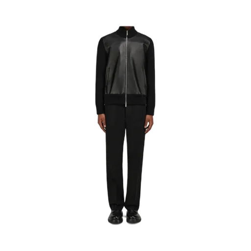 Bomber Jacket In Leather And Wool