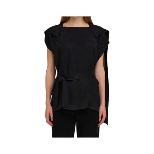 Gancini-Print Belted Blouse