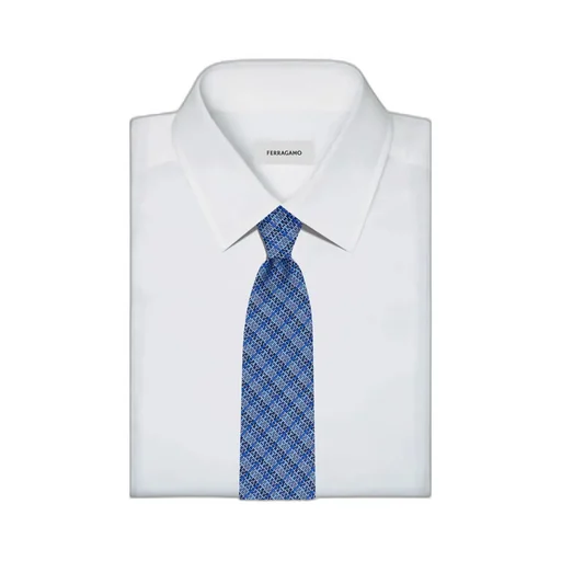Gancini Chain Print Silk Tie