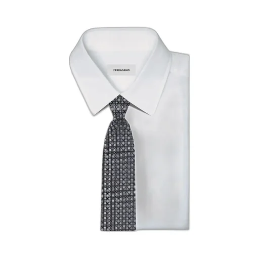 Gancini Motif Jacquard Tie