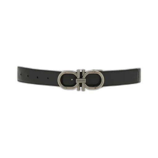 Gancini-Buckle Leather Belt