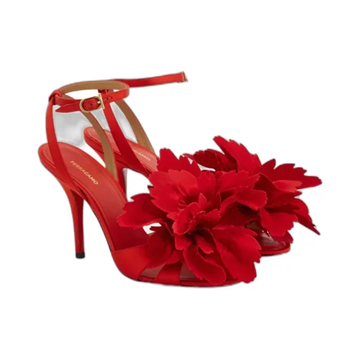 Flower Embellished High Heel Sandal