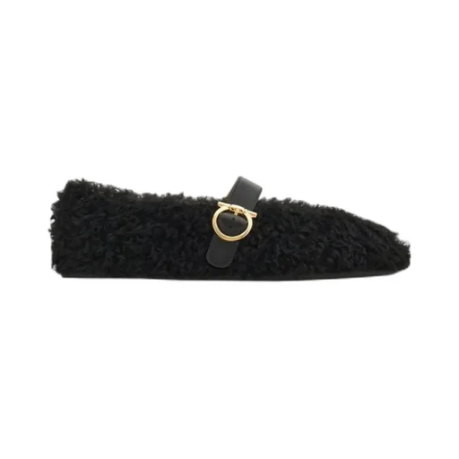 Buckle-Fastening Shearling Flats