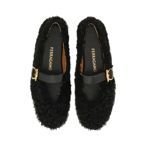 Buckle-Fastening Shearling Flats