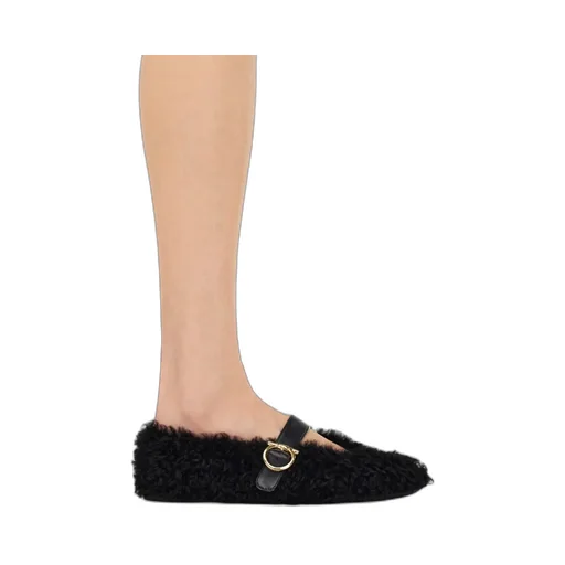 Buckle-Fastening Shearling Flats
