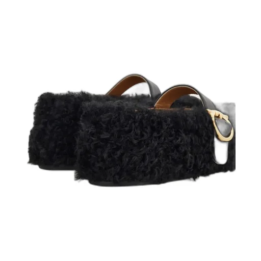 Buckle-Fastening Shearling Flats