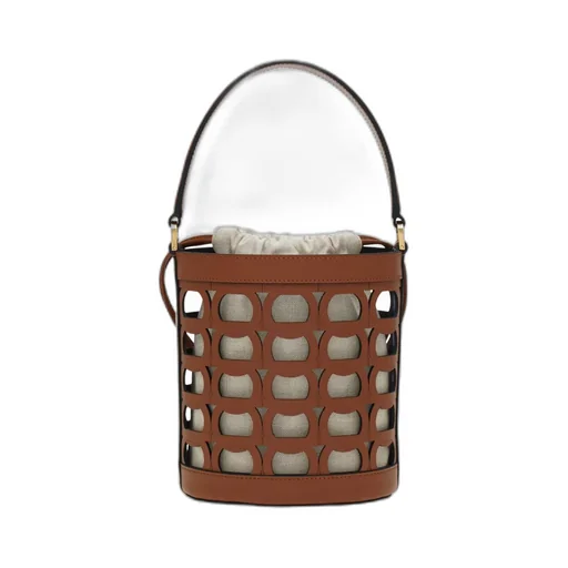 Cut-Out Leather Bucket Bag