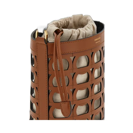 Cut-Out Leather Bucket Bag