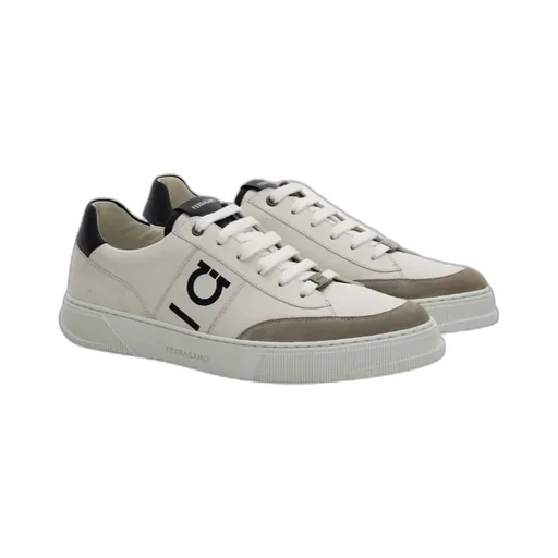 Logo-Embroidered Leather Sneakers