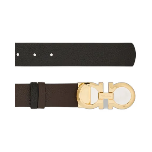 Gancini-Buckle Leather Belt