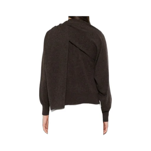 Scarf-Detailed Buttoned Knitted Cardigan