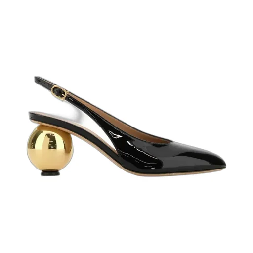 Spherical Heel Slingback Pumps
