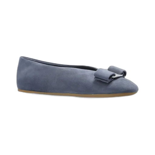 Bow-Embellished Suede Ballet Flats