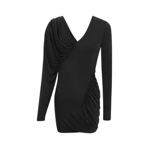Draped Long-Sleeved Dress