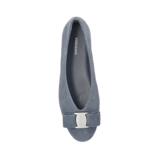 Bow-Embellished Suede Ballet Flats