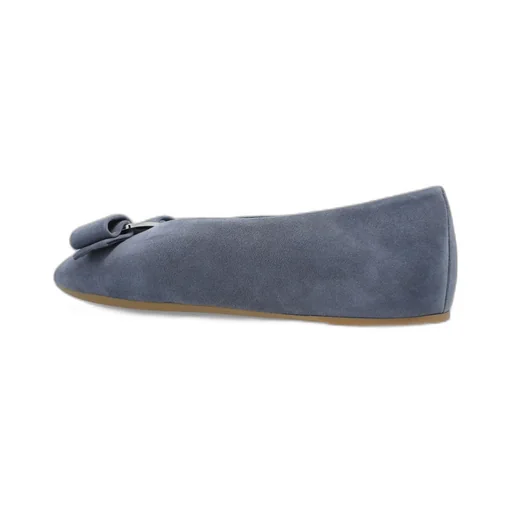 Bow-Embellished Suede Ballet Flats
