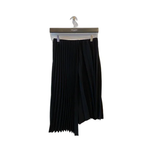 Pleated-Construction Asymmetric Skirt