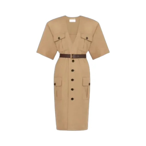 Saharienne V-Neck Short-Sleeved Dress
