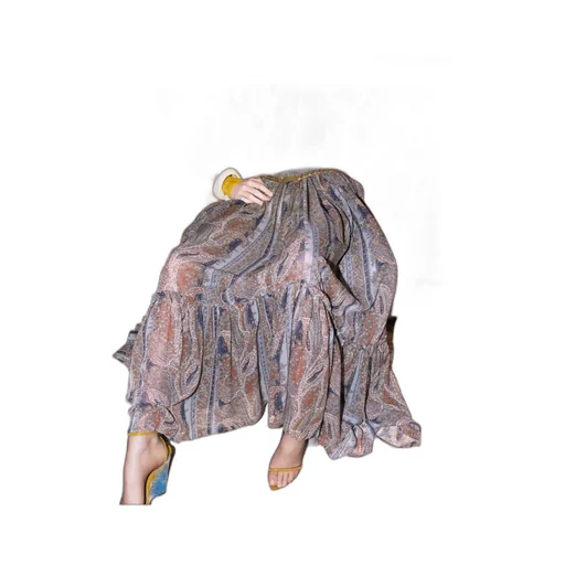 All-Over Patterned Ruffled Skirt
