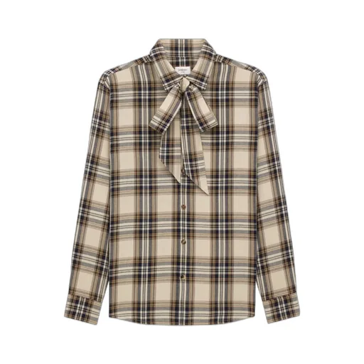 Tie-Detailed Checkered Shirt