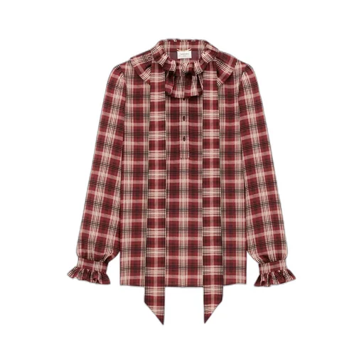 Checkered Ruffle Detailed Shirt