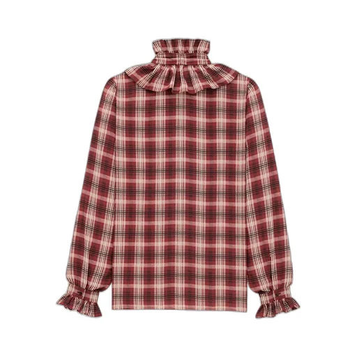 Checkered Ruffle Detailed Shirt