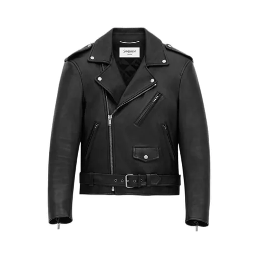 Zip Detailed Belted Biker Jacket