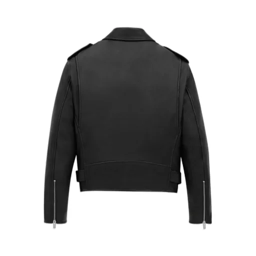 Zip Detailed Belted Biker Jacket
