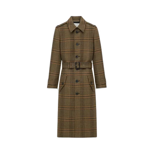 Prince Of Wales Belted Long Coat