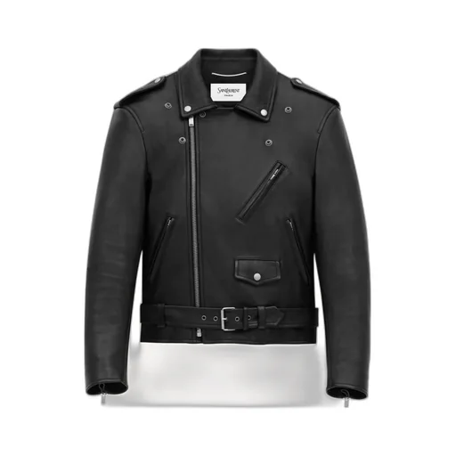 Zip Detailed Belted Biker Jacket