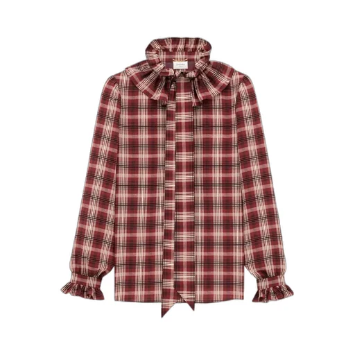 Checkered Ruffle Detailed Shirt