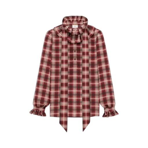 Checkered Ruffle Detailed Shirt