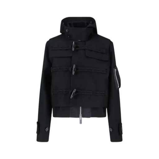 Hooded Toggle-Fastening Jacket