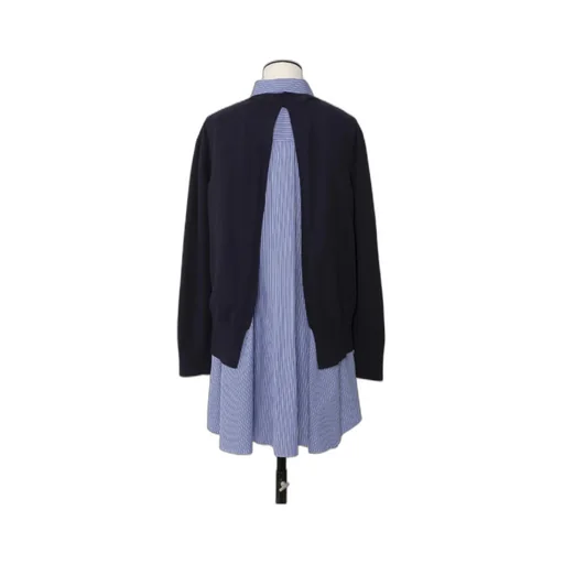 Poplin X Cotton Striped Collared Knit Dress