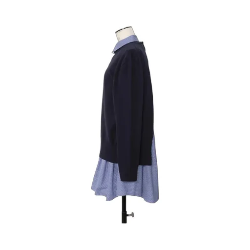 Poplin X Cotton Striped Collared Knit Dress