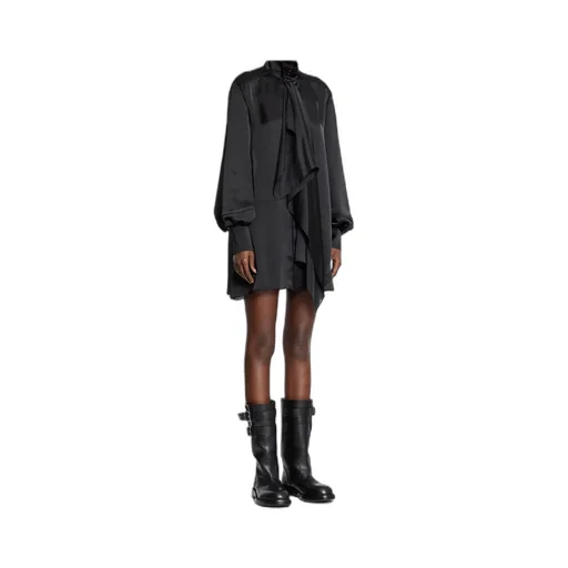 High-Neck Draped Mini Dress